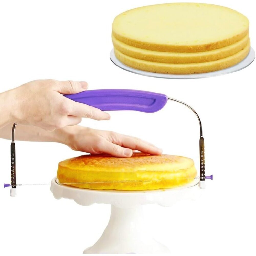 Adjustable Cake Leveler Slicer Purple 10.8in Stainless Steel